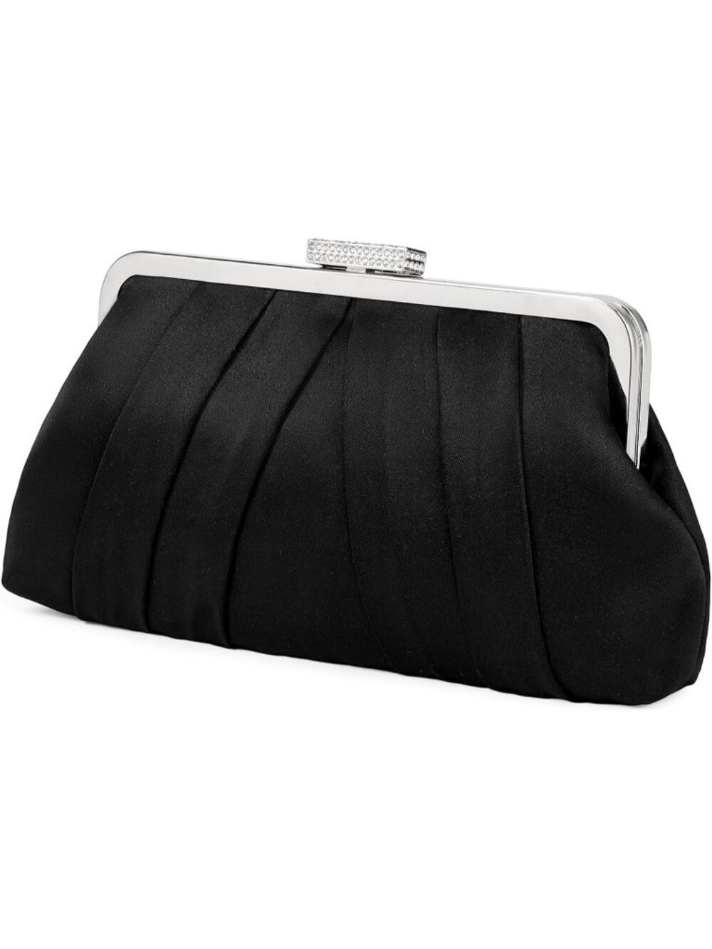 Women's Black Pleated Clutch Purse Formal Wedding Prom Cocktail Evening Bag